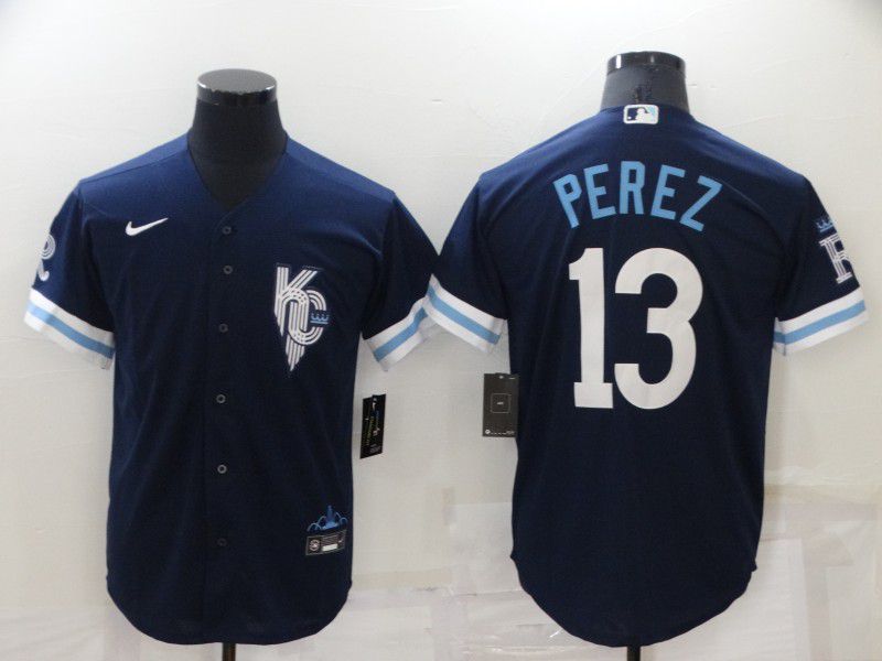 Men Kansas City Royals #13 Perez Blue City Edition Game Nike 2022 MLB Jersey